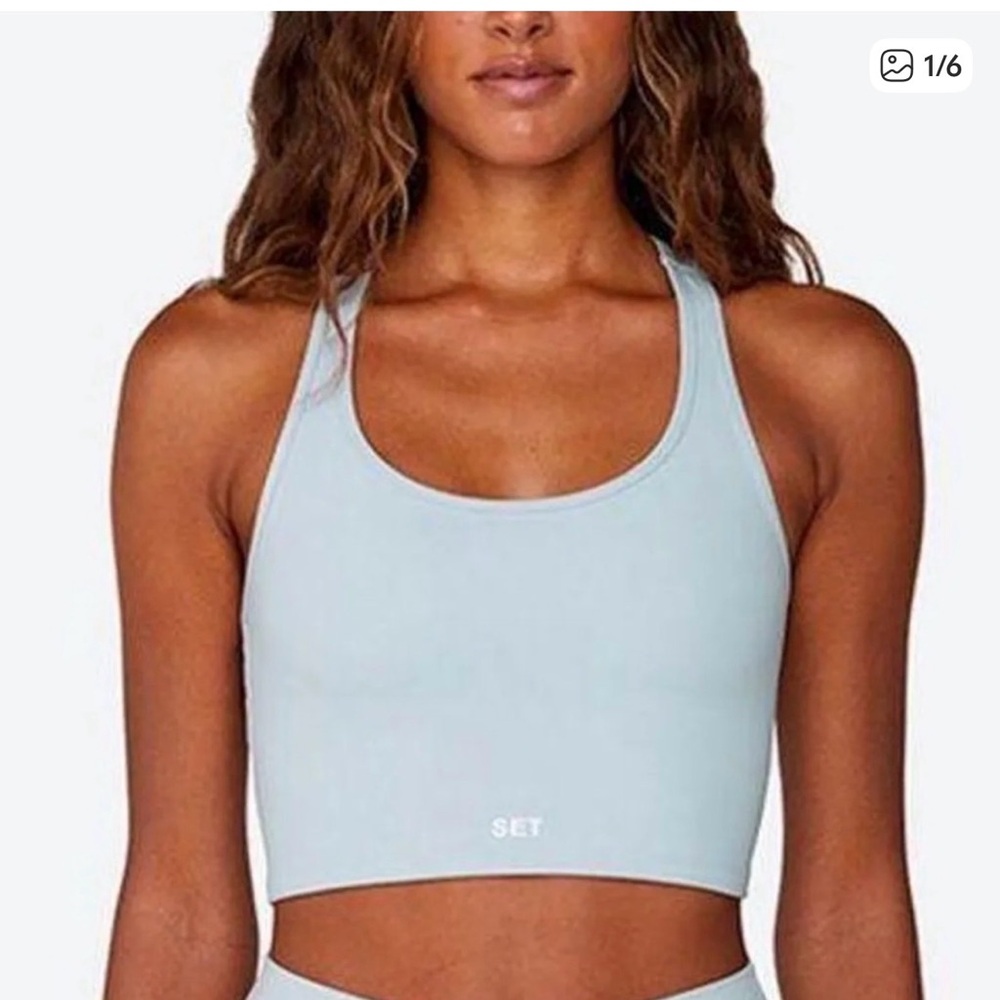 SET Active Sportbody Sports Bra: Light Blue. Size: Small